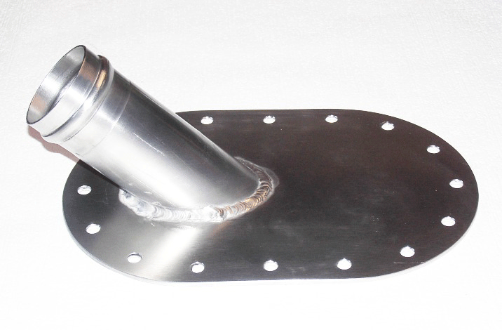 Tankplatte oval mit 45° Steckstutzen